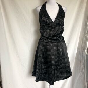 Vintage Ruby Roc Black Halter Polka Dot Midi Dress